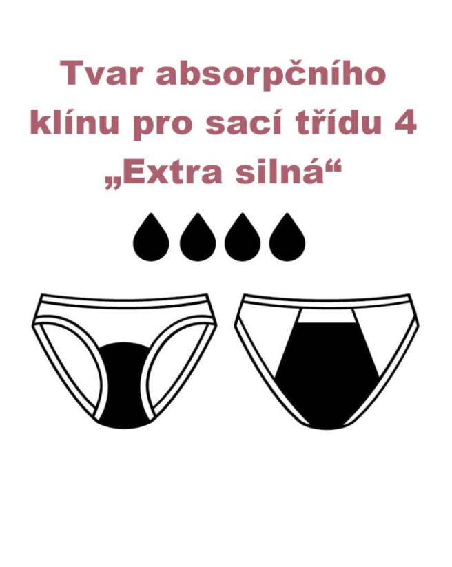 ECOMODI |  Menstruační kalhotky růžové z bambusu klasický střih / extra silná /2XS-3XL